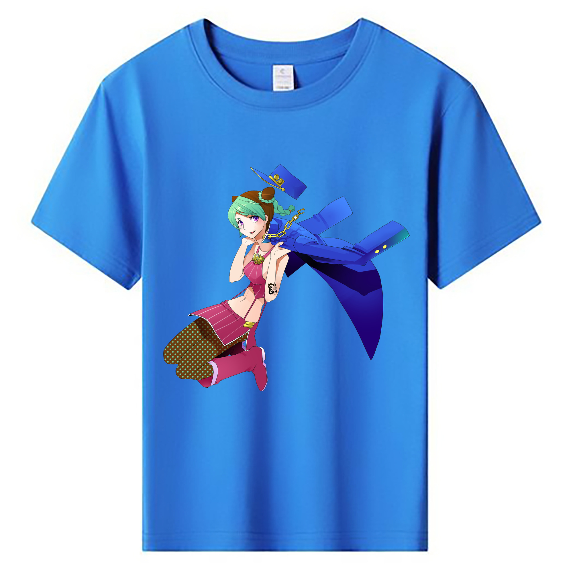 （画像用） "ジョジョの奇妙な冒険 くうじょう ジョリーン JoJo's Bizarre Adventure Jolyne Cujoh " 綿100％キッズTシャツ（フロントプリント）